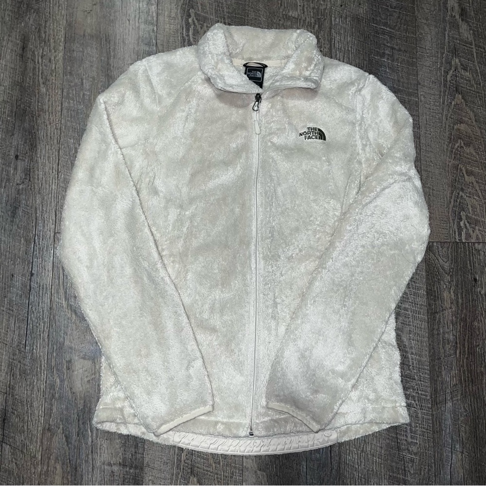 The‎ North Face Womens Sherpa Jacket Cream Olive Green  Full Zip Front Pockets